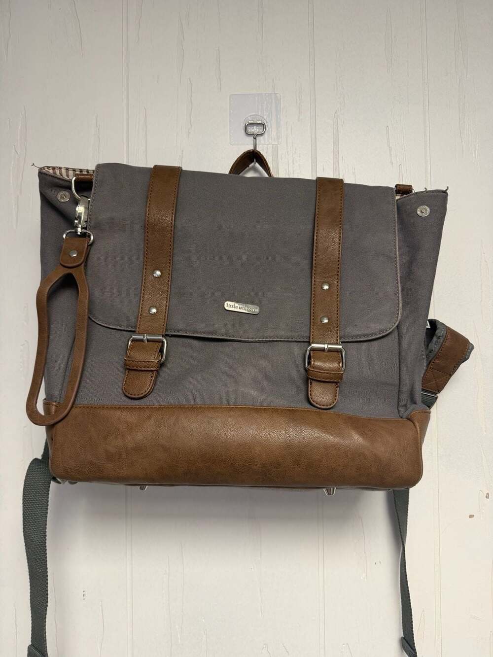 Little Unicorn Marindale Diaper Backpack Grey Brown Canvas
